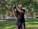 Trainer demonstrating balance, motion and power exercises.